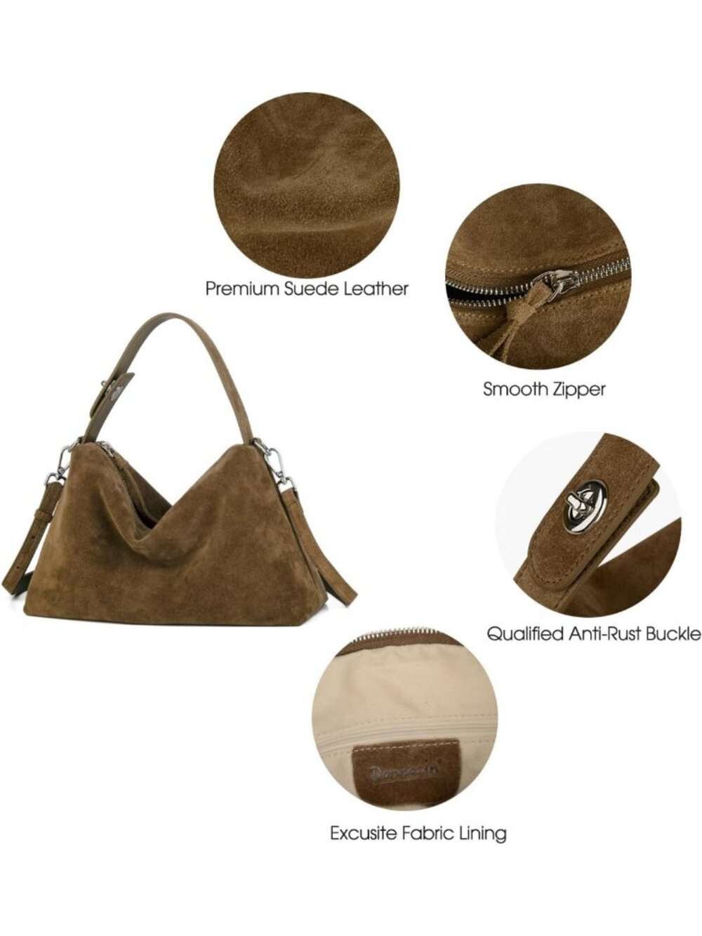 Chic Suede Leather Crossbody & Tote Handbag for Women - Stylish & Versatile - Picture 5 of 7